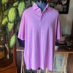 Cremieux Men's Pink Patterned Polo Shirt
